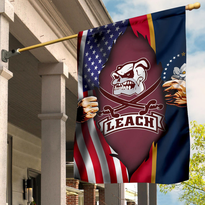 Mike Leach Pirate Bulldog Flag American And New Mississippi Flag Lawn Decorations