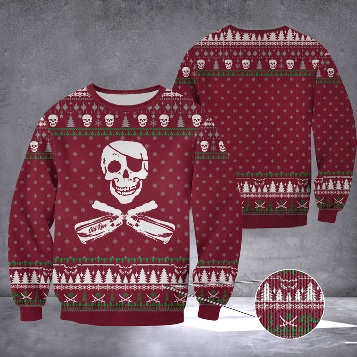 Mississippi State Pirate Ugly Christmas Sweater Old Row Maroon Pirate Clothing Merch