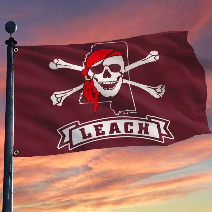Red Pirate Flag Mike Leach Pirate Flag Skull And Cross Sword Merch Front Yard Decor