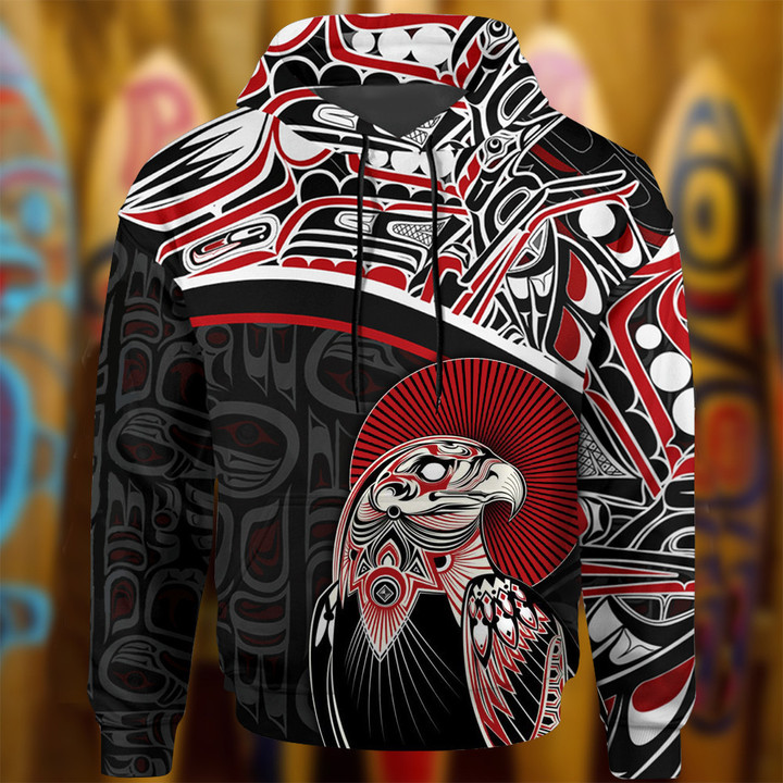 Eagle Pacific Northwest 3D Printed Hoodie Haida Art Style Apperal