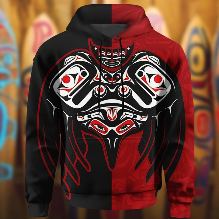 Raven Haida Art Spirit Hoodie Pacific Northwest Native American Style Hoodie Gift For Him Her