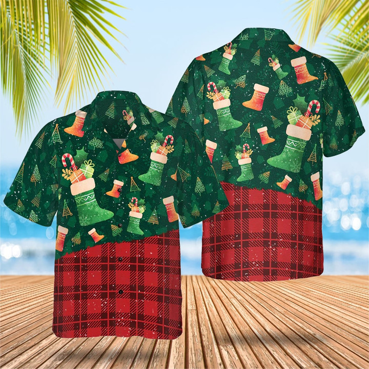 Christmas Socks Pattern Hawaiian Shirt Mens Christmas Shirts Button Down Gift For Male Friend