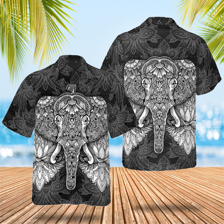 Mandala Elephant Hawaiian Shirt Men'S Button Up Shirt Birthday Present For Guys