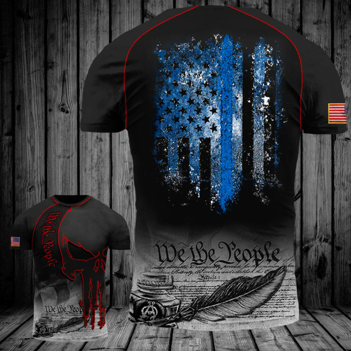 Thin Blue Line T-Shirt We The People Mens Patriotic Clothing Gifts For Your Husband