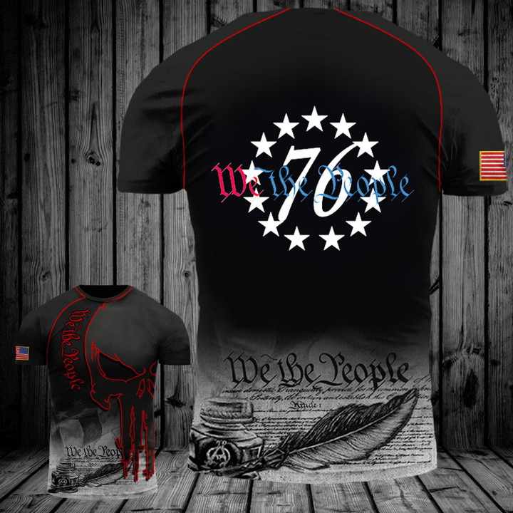 We The People 1976 Skull Shirt Right To Bear Arms T-Shirt Patriotic Gifts For Men