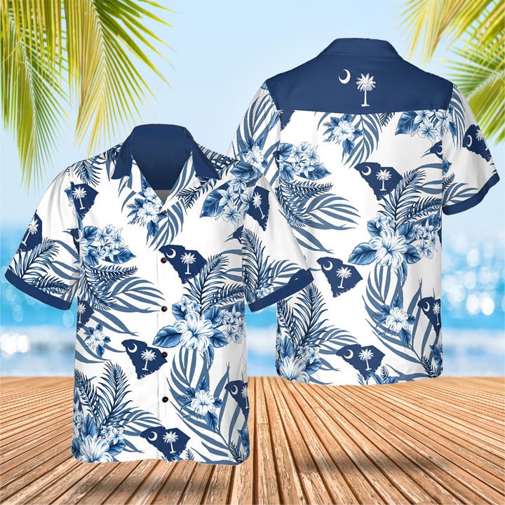 South Carolina Proud Hawaiian Shirt Short Sleeve Button Up Beach Shirts Gifts For Him