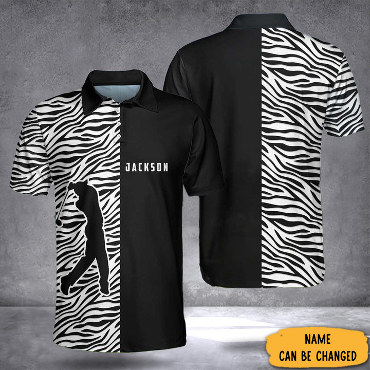 Personalized Zebra Pattern Golf Polo Shirt Custom Golf Shirts Gifts For Golfers 2023