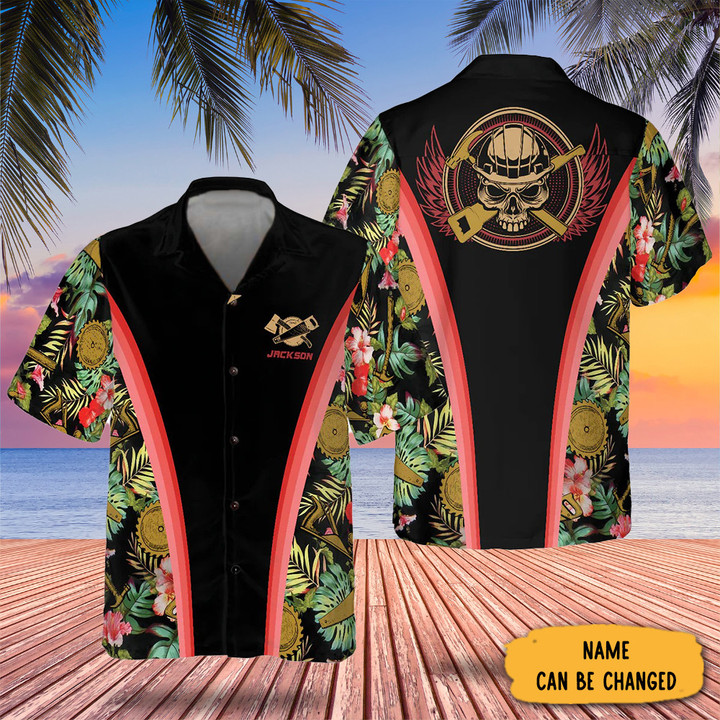 Custom Carpenter Tropical Hawaiian Shirt Men's Vacation Button Up Gifts For Carpenters