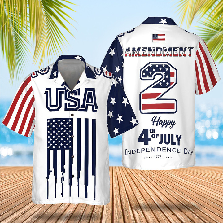 Amendment 2 Happy 4th Of July Independence Day Hawaiian Shirt Patriotic Gifts For Gun Lovers