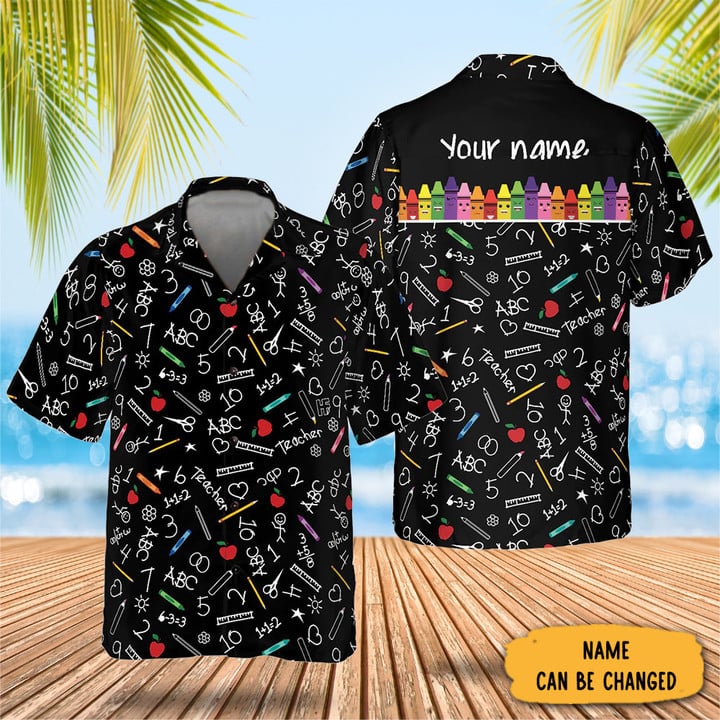 Custom Kindergarten Teacher Hawaiian Shirt Button Down Beach Shirts Gifts For Teacher Men Women