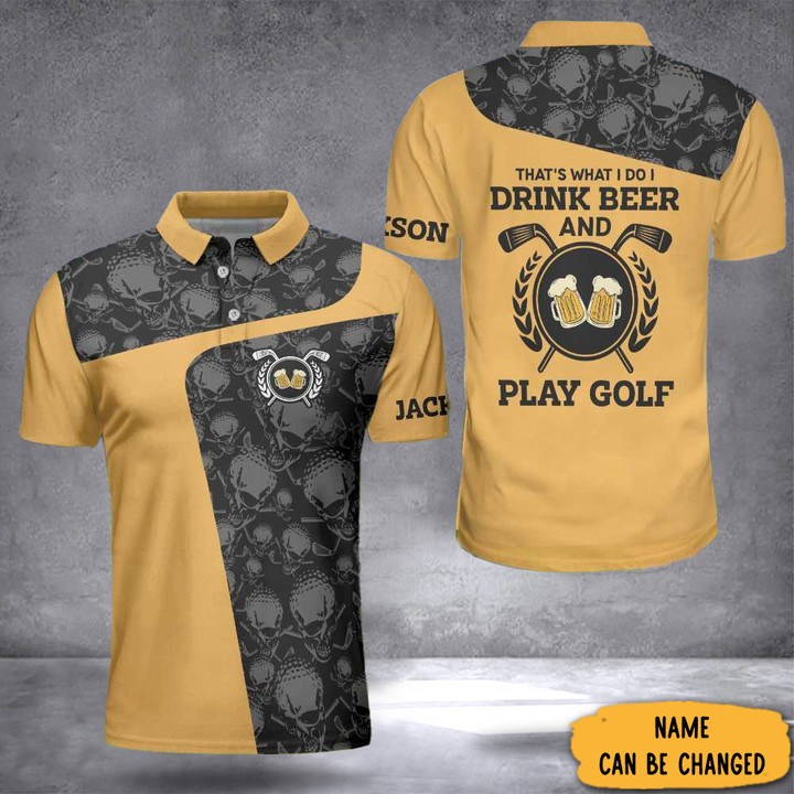 Personalized That's What I Do I Drink Beer Play Golf Polo Shirt Beer Golf Shirts For Golfers