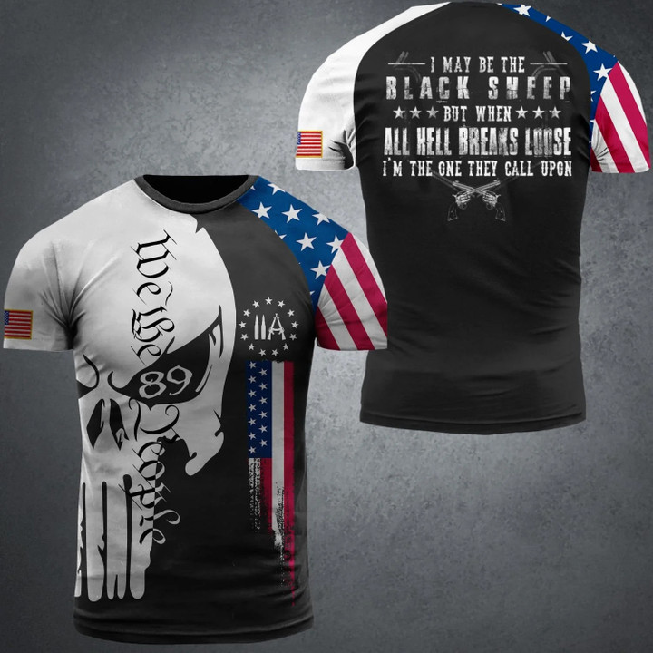 I May Be The Black Sheep I'm The One They Call Upon Shirt Mens Gun Themed Gifts