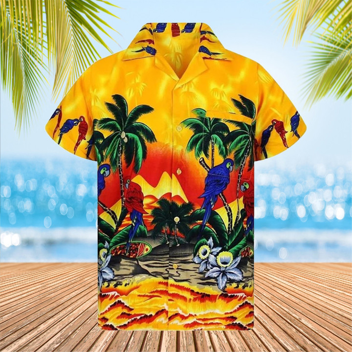 Parrots Hawaiian Shirt Men's Button Down Shirts For Summer Gifts For Husband