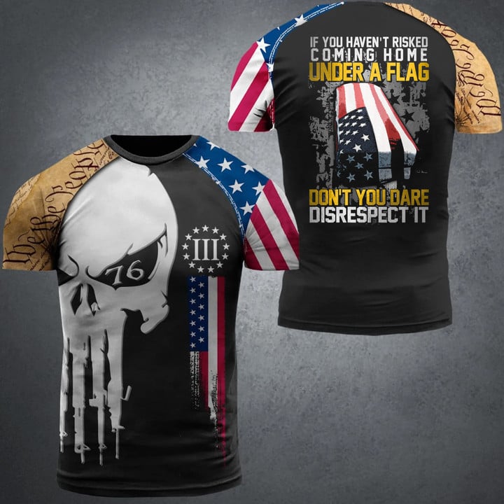 Under A Flag Don't You Dare Disrespect It Shirt Mens Patriotic Clothing Gifts For Father's Day