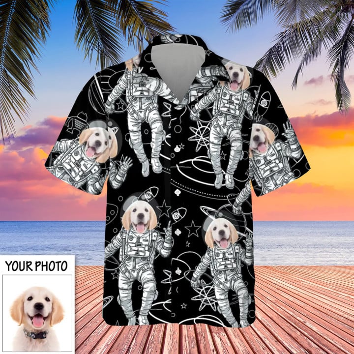 Custom Hawaiian Shirt With Dog Face Funny Dog Space Button Up Shirt Gifts For Pet Lovers