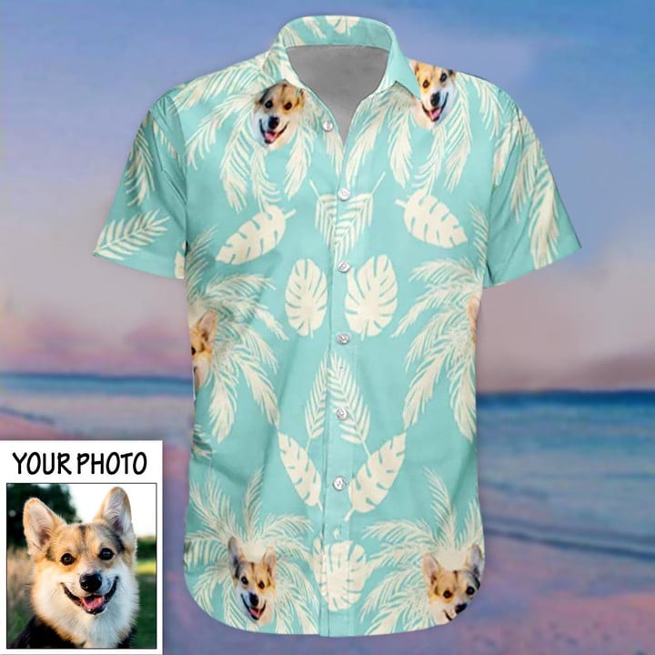Custom Hawaiian Shirt With Dog Face Mens Tropical Button Down Shirts Gifts For Dog Lovers