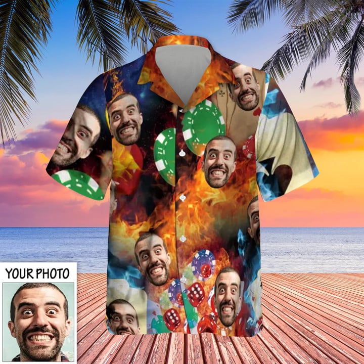 Custom Hawaiian Shirts With Face Funny Poker Shirts Summer Clothing Gifts For Poker Players