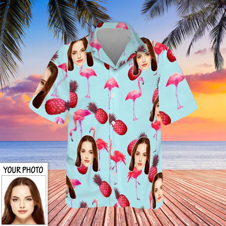 Custom Hawaiian Shirts With Pictures Flamingo Pineapple My Face Hawaiian Shirt Men Women