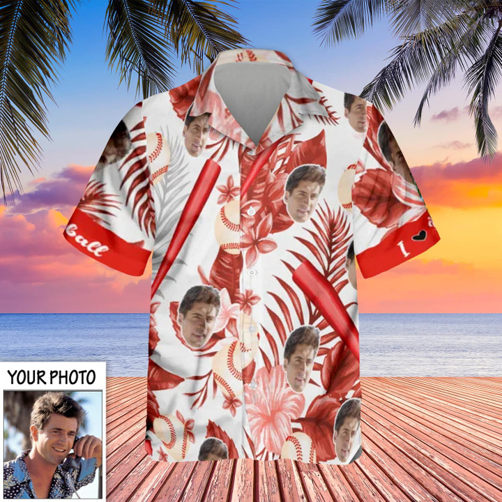 Personalized Photo Baseball Hawaiian Shirt Tropical Custom Face Funny Baseball Lover Gifts