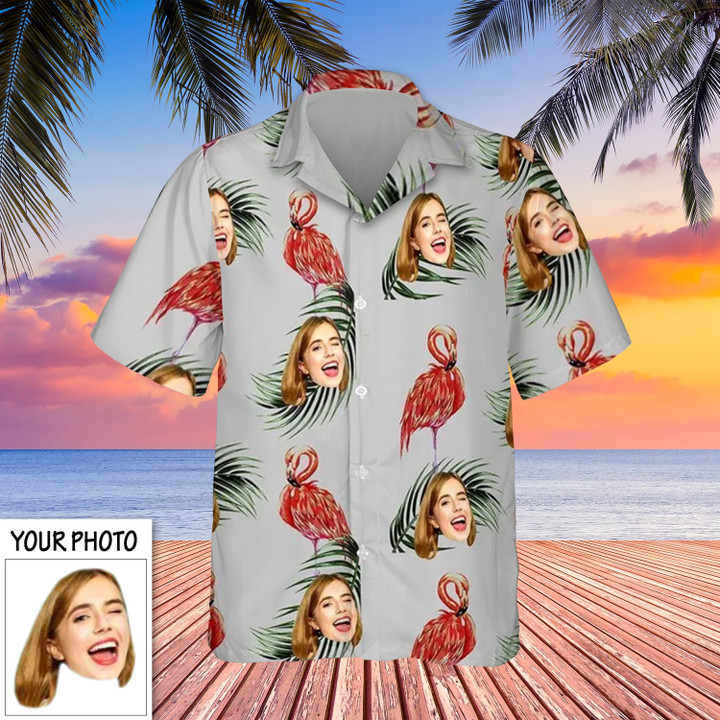 Personalized Image Flamingo Hawaiian Shirt Custom Face Print Aloha Shirt Apparel