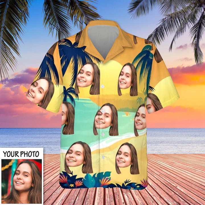 Custom Picture Hawaiian Shirt With Your Face On It Coconut Seaside Summer Shirt Gift For Him