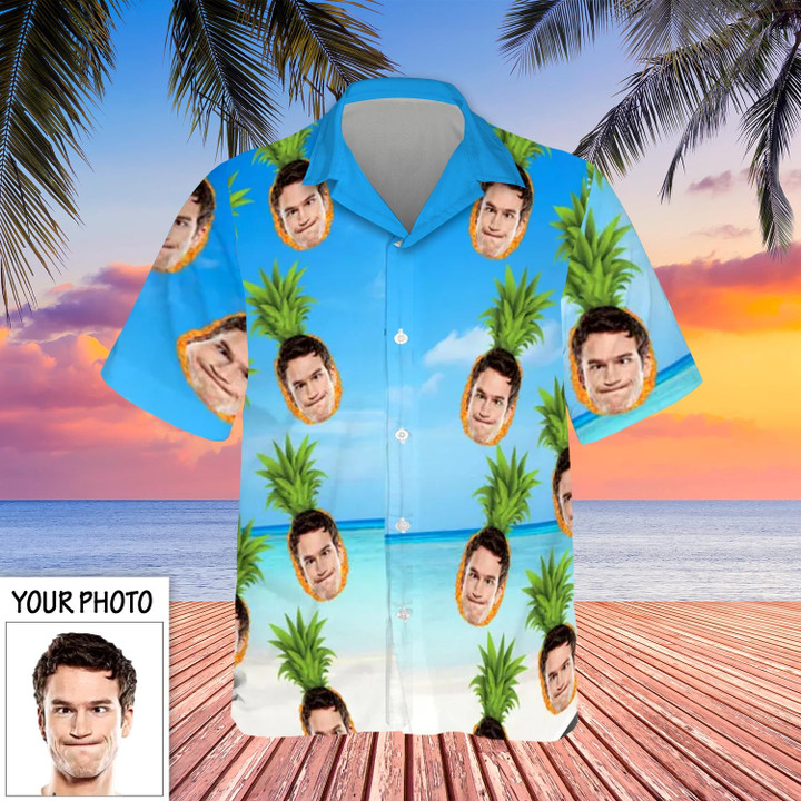 Custom Picture Hawaiian Shirts Funny Pineapple Vacation Button Up Shirt Dad And Son Gifts