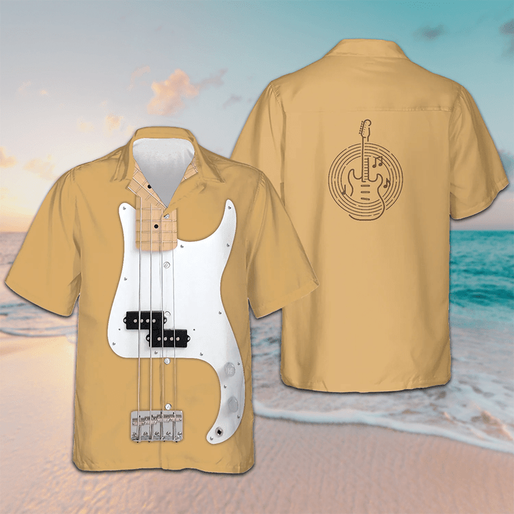 Bass Guitar Hawaiian Shirt Summer Button Up Shirts Gifts For Guitar Players