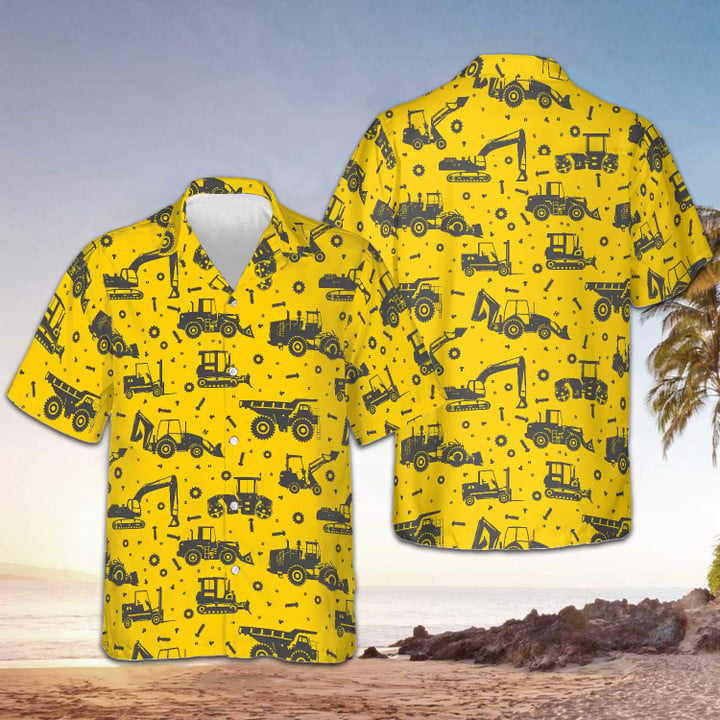 Heavy Tractor Hawaiian Shirt Summer Button Up Shirt Gifts For Tractor Lovers For Him