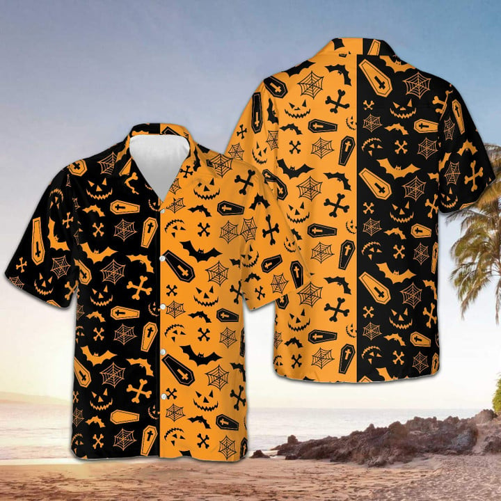 Bat Halloween Party Hawaiian Shirt Halloween Print Button Up Shirt Gifts For Adults