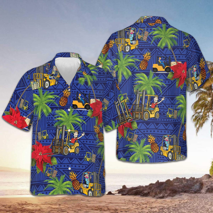 Forklift Life Hawaiian Shirt Mens Button Up Shirts Summer Gifts For Forklift Drivers