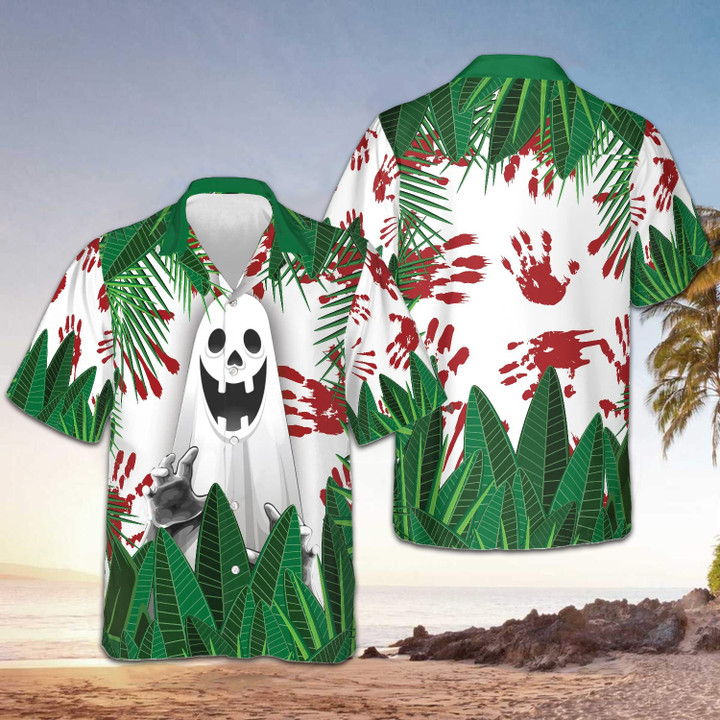 Ghost In The Bushes Halloween Hawaiian Shirt Button Up Beach Shirts Mens Gift Ideas