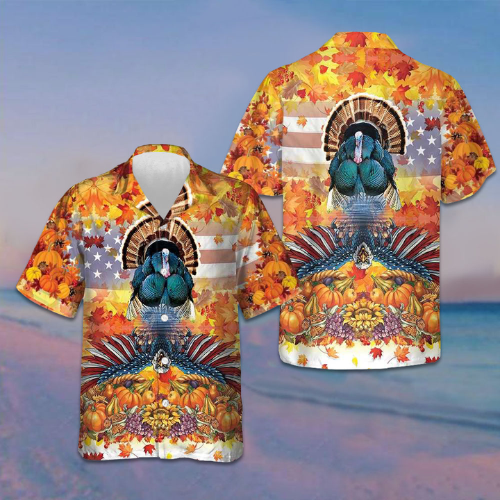 American Turkey Thanksgiving Hawaiian Shirt Thanksgiving Button Up Shirt Gifts For Fall