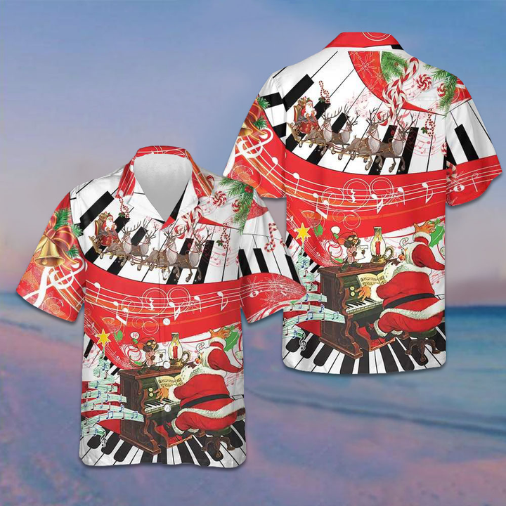 Piano Playing By Santa Claus Hawaiian Shirt Funny Santa Shirt Gifts For Husband