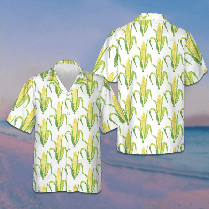 Yellow Corn Cobs With Green Leaves Corn Hawaiian Shirt Summer Beach Shirts Gifts For Dude