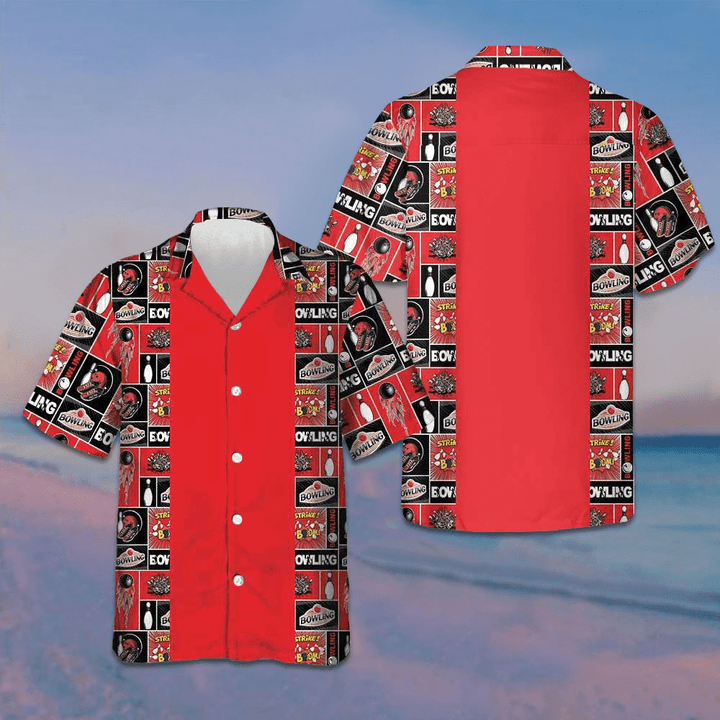 Red Bowling Hawaiian Shirt Cool Summer Shirts Best Gift For Bowling Players