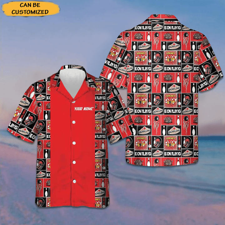 Custom Red Bowling Hawaiian Shirt Bowling Players Button Up Shirt Men Gifts For Summer