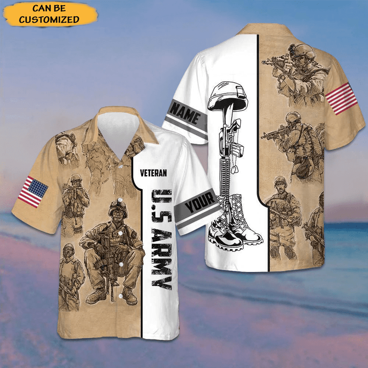 Custom US Army Veteran Hawaiian Shirt Proud Veteran Shirt Gifts For Army