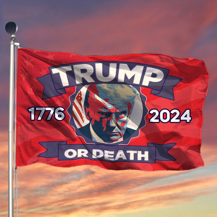 Trump Mugshot Flag Trump Or Death 1776 2024 Political Flags For MAGA Supporters