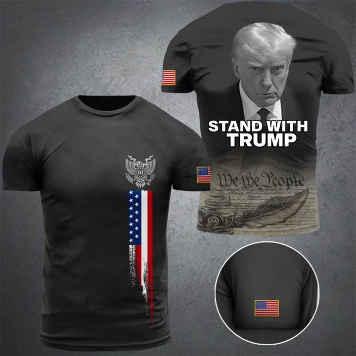 Trump Mug Shot T-Shirt Stand With Trump Shirt For Supporters We The People Patriotic Clothing