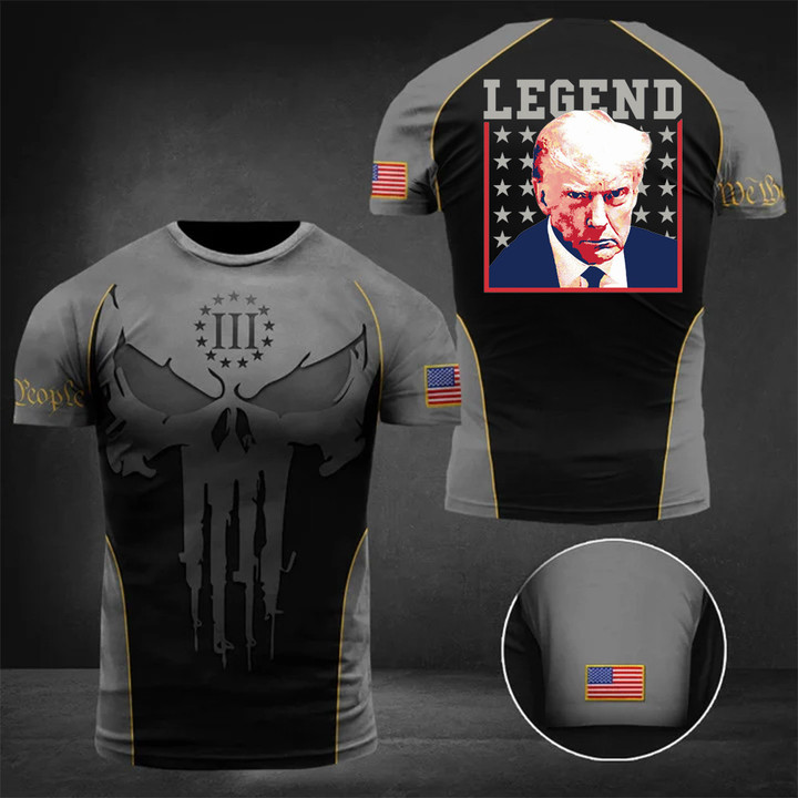 Donald Trump Mug Shot Shirt Legend Trump 2024 T-Shirt We The People Skull Clothing