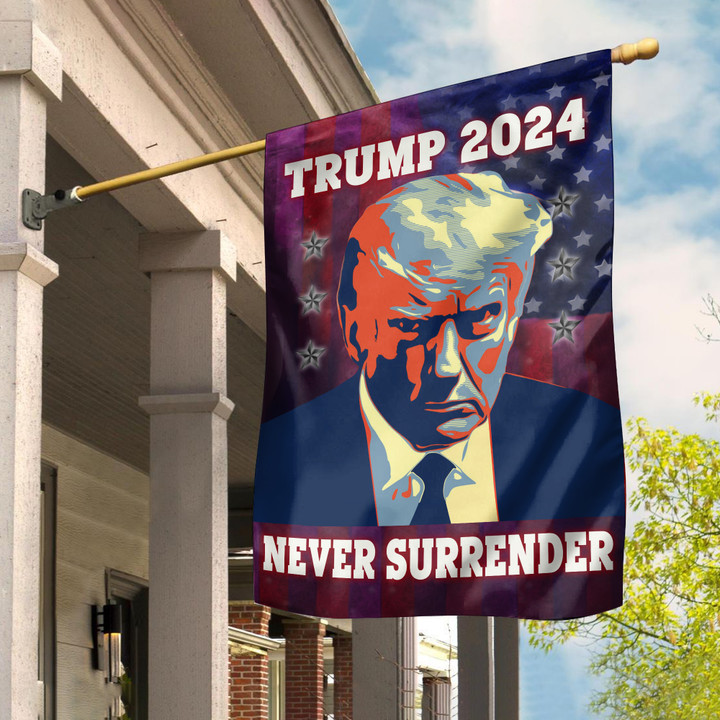 Trump Never Surrender Flag Donald Trump Mug Shot Merchandise Maga Flag Trump 2024 Merch