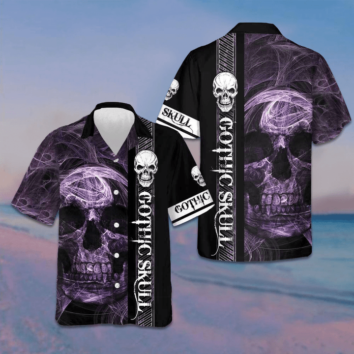 Gothic Skull Hawaiian Shirt Mens Short Sleeve Button Down Gifts For Skull Lovers