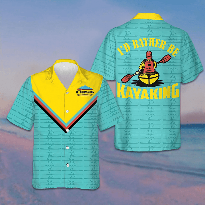 I'd Rather Be Kayaking Hawaiian Shirt Button Up Beach Shirts Men Gifts For Brother In Law
