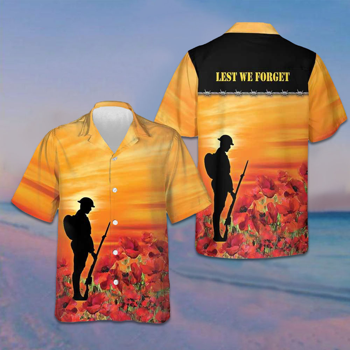 Lest We Forget Veteran Poppy Hawaiian Shirt Veteran Day Shirt Gifts For Brother