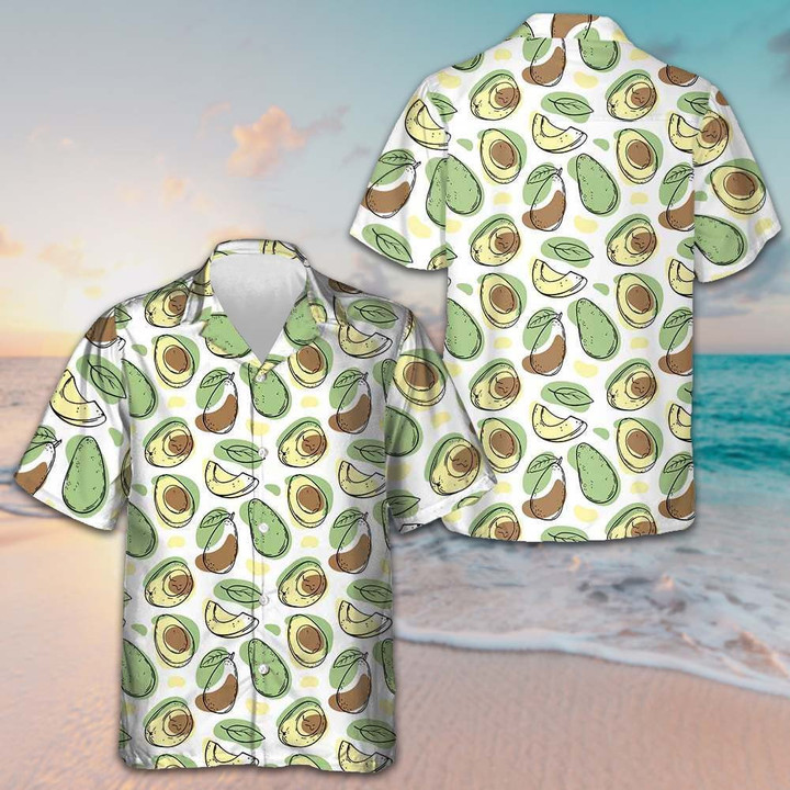 Avocado Pattern Hawaiian Shirt Button Up Summer Shirts For Men Gifts For Avocado Lovers