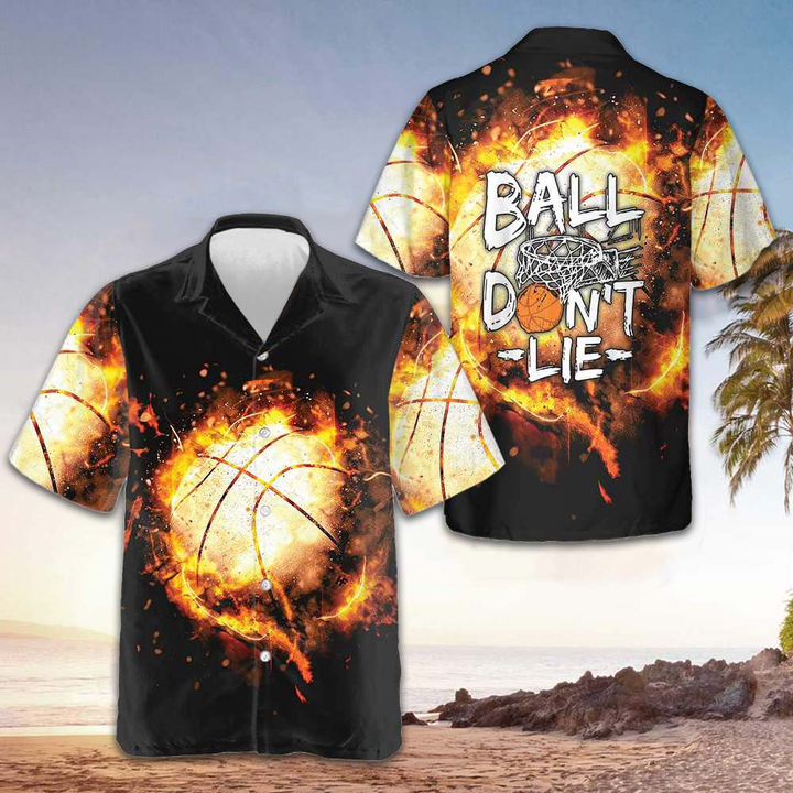 Ball Don't Lie Hawaiian Shirt Red Flame Baseball Shirt Gifts For Baseball Players