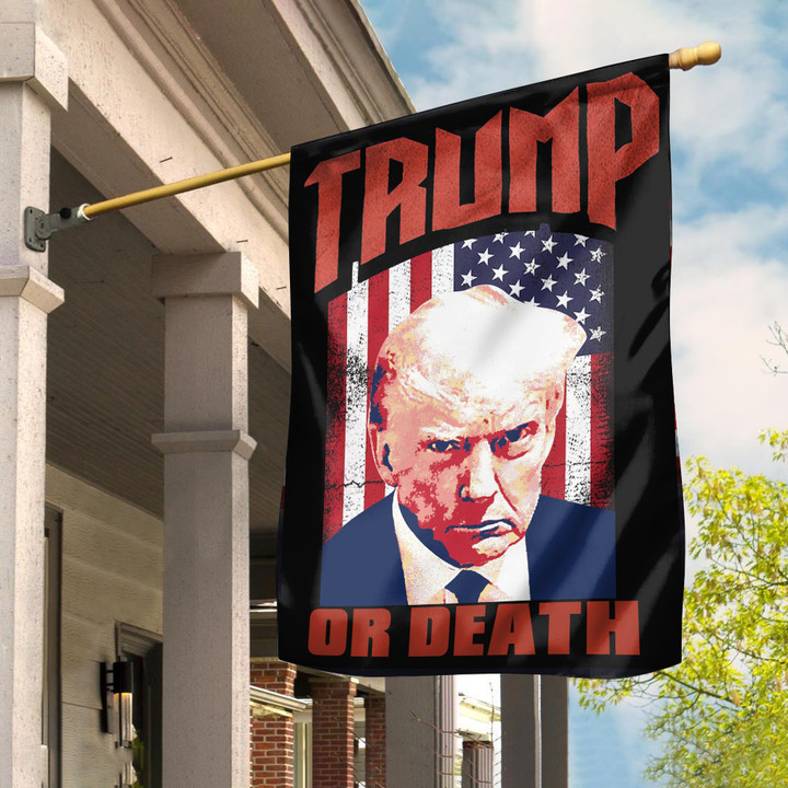 Trump Or Death Flag Trump Mugshot Never Surrender Flag MAGA Merch Political Campaign
