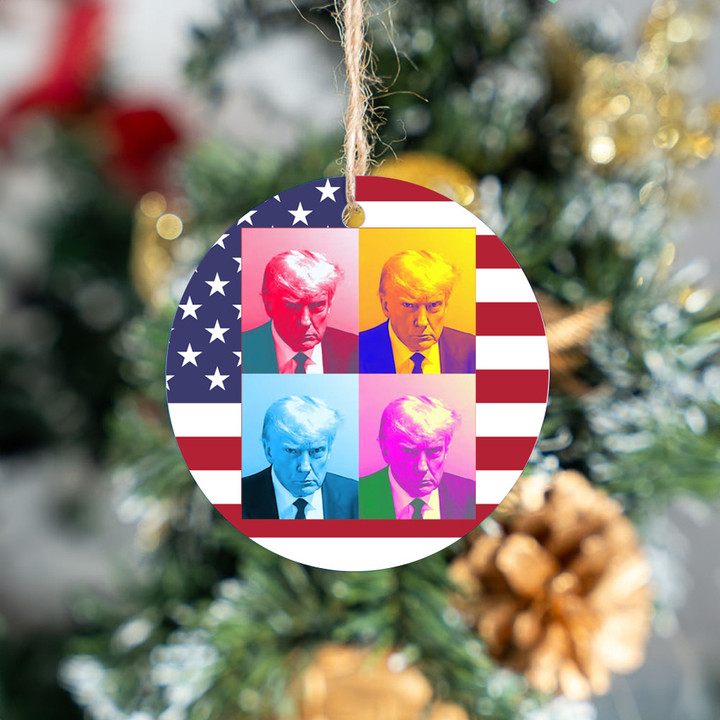 Trump Mug Shots Ceramic Ornament Donald Trump Campaign Christmas Ornaments 2023 MAGA Merch
