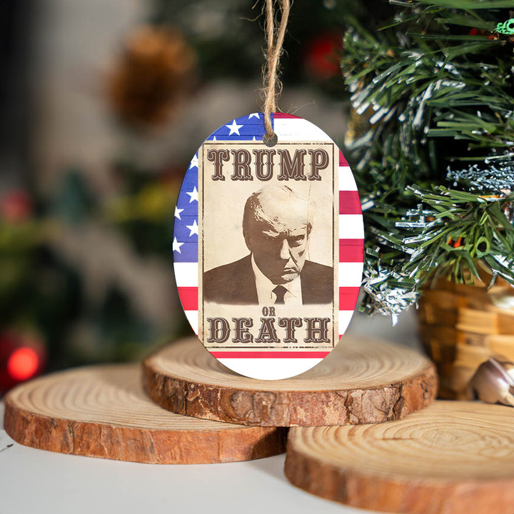 Donald Trump Mugshot Ceramic Ornament Trump Or Death Christmas ornament For Republicans