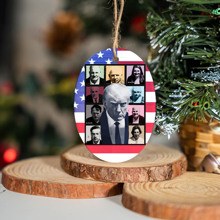 Trump Mugshot Ceramic Ornament MAGA Merch Support Donald Trump 2024 Christmas Tree Decorations